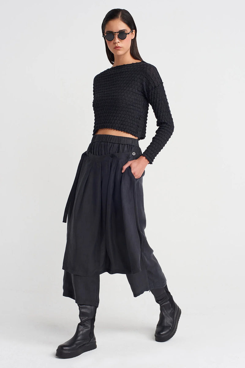 Nu Pleated Skirted Trousers Black