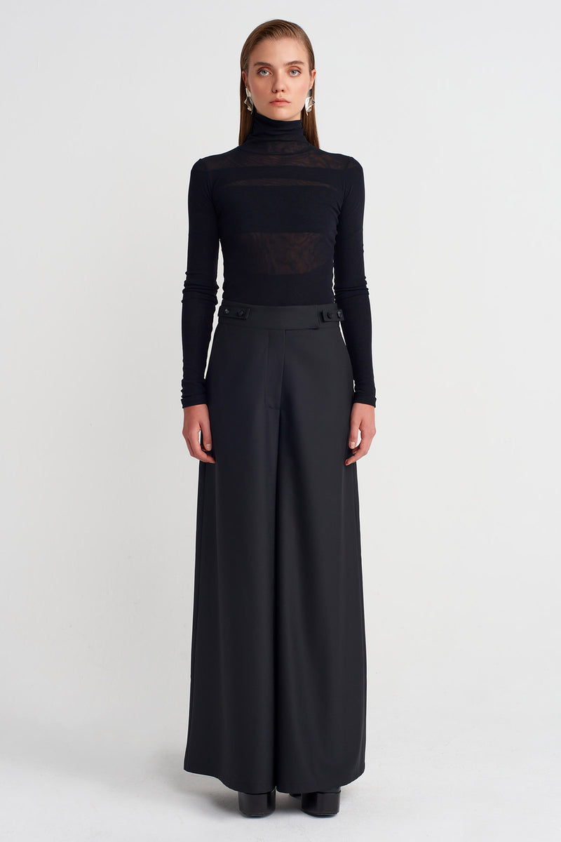 NU Wool Palazzo Trousers Black