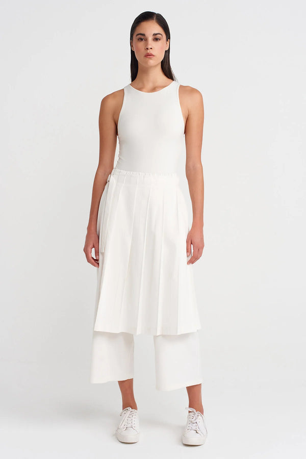 Nu Pleated Skirted Trousers Off White