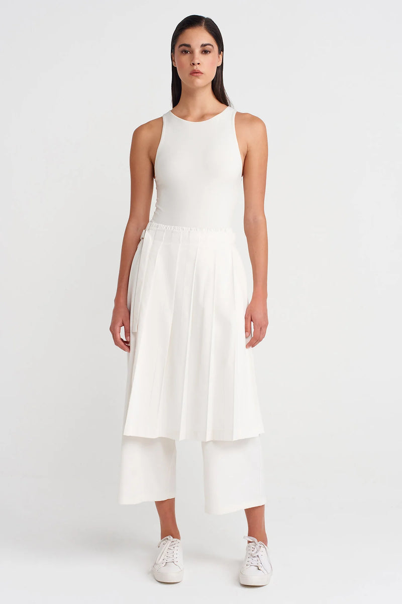 Nu Pleated Skirted Trousers Off White