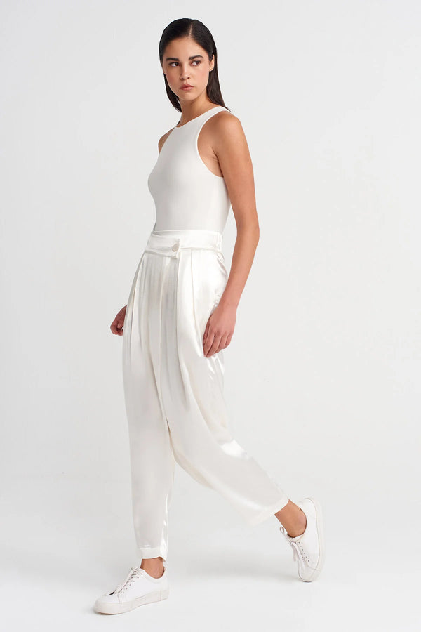 Nu Satin Double-Breasted Shalwar Off White