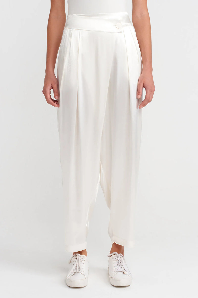 Nu Satin Double-Breasted Shalwar Off White