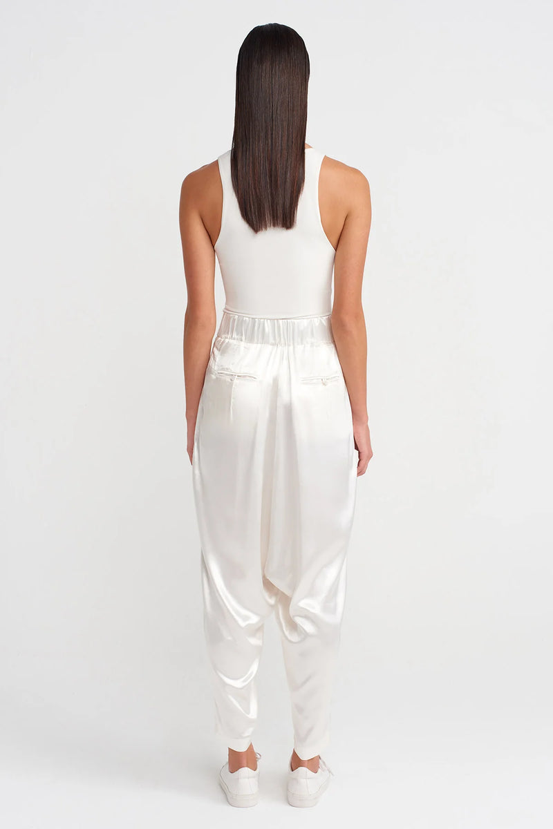 Nu Satin Double-Breasted Shalwar Off White