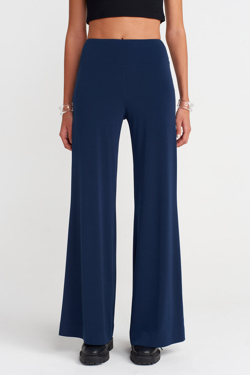 Nu Wide Leg Jersey Trousers Blue+Black
