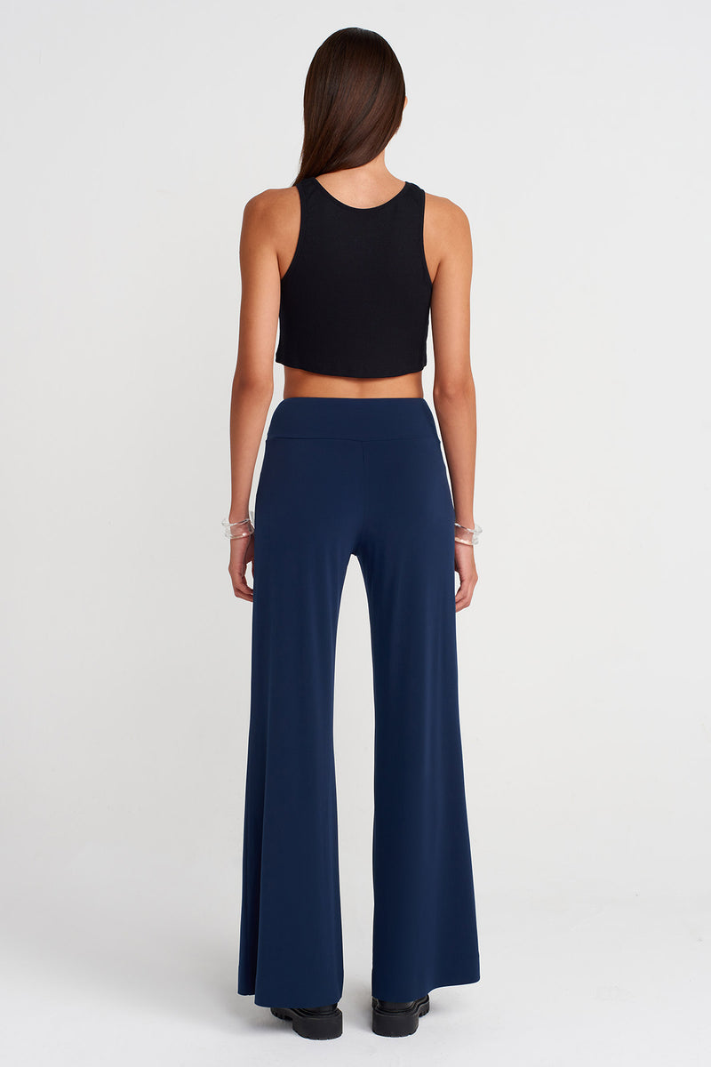 Nu Wide Leg Jersey Trousers Blue+Black