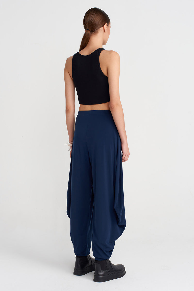 Nu Draped Jersey Trousers Blue+Black