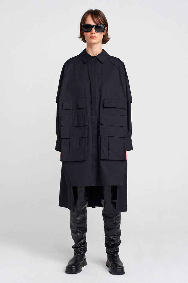 Nu Pocket Detailed Shirt Dress Black