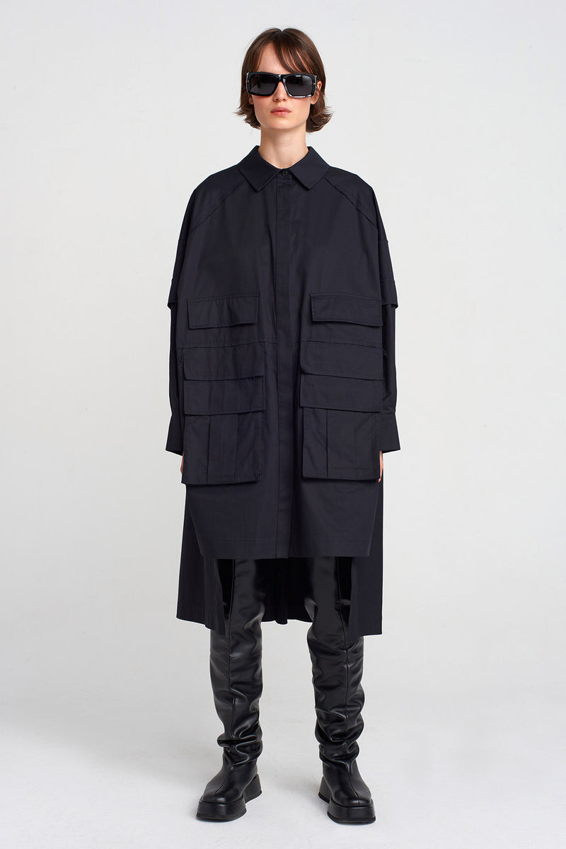 Nu Pocket Detailed Shirt Dress Black