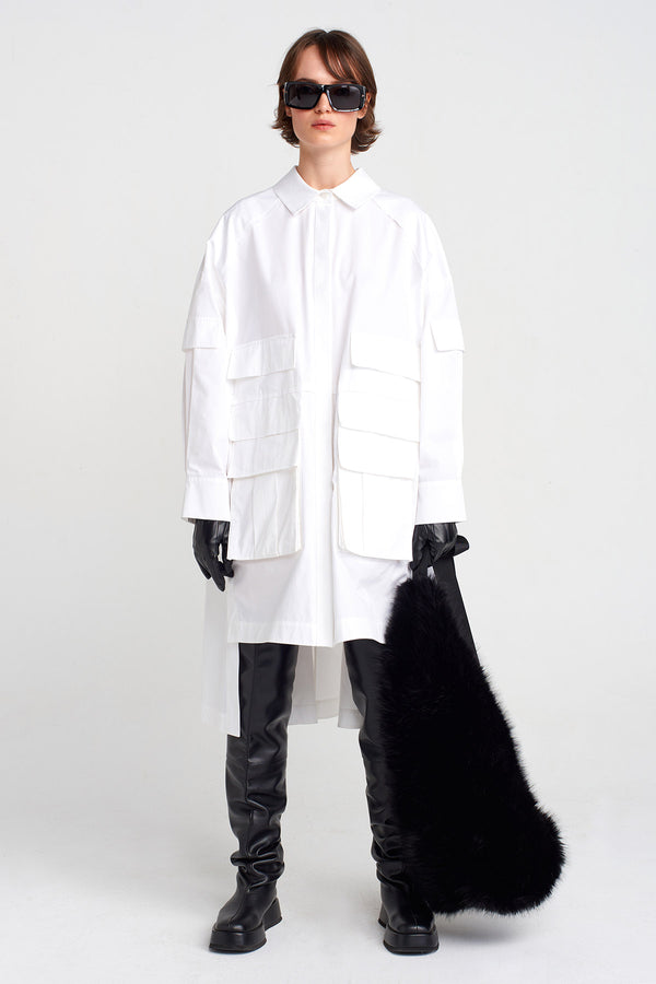Nu Pocket Detailed Shirt Dress Off White