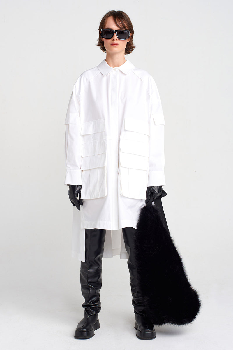Nu Pocket Detailed Shirt Dress Off White
