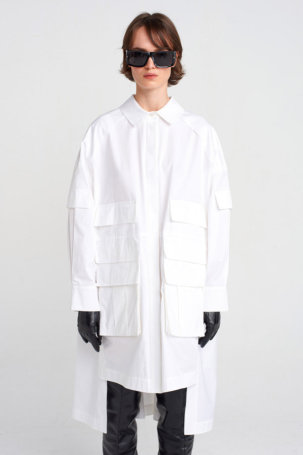 Nu Pocket Detailed Shirt Dress Off White
