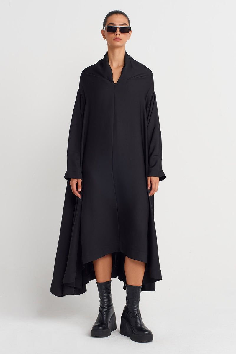 Nu Asymmetric Cut Maxi Dress Black