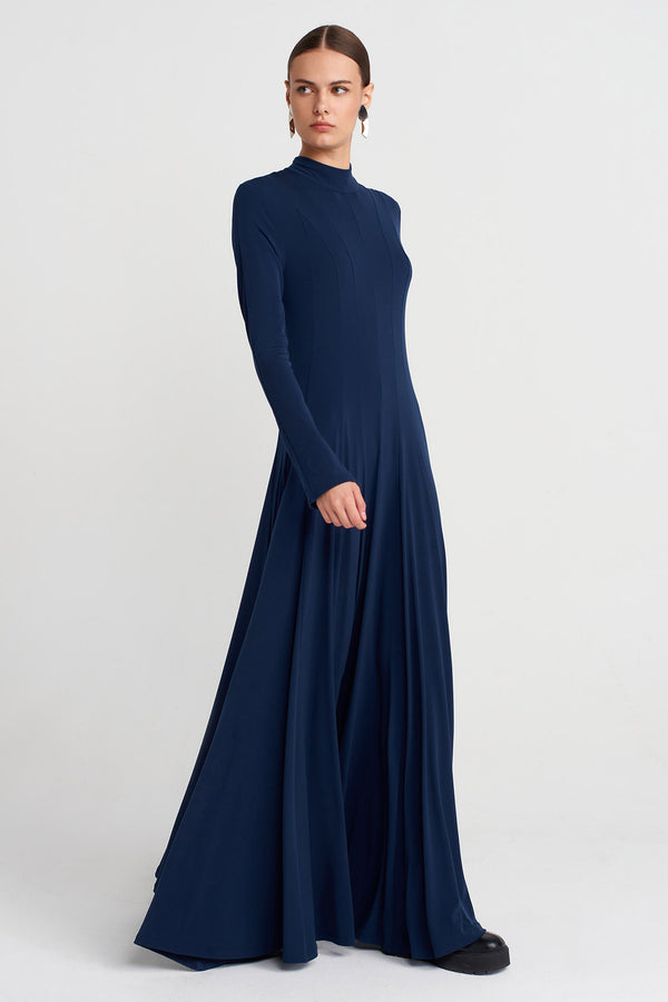 Nu Jersey Long Dress Blue+Black