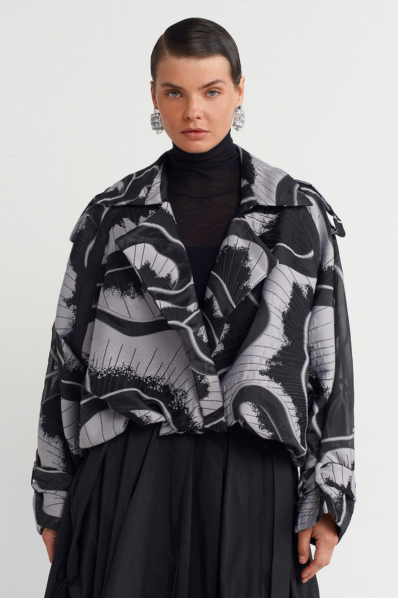 Nu Patterned Oversize Jacket Black Combo