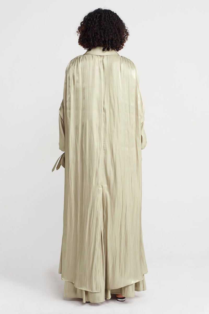 Nu Shiny Long Loose Trench Coat Sand