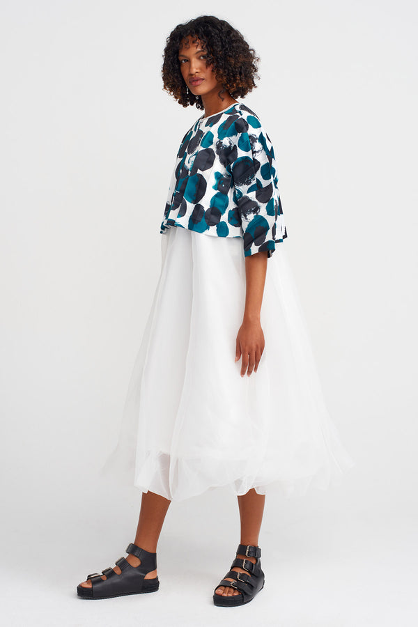 Nu Patterned Pleated Short Jacket Multi Color