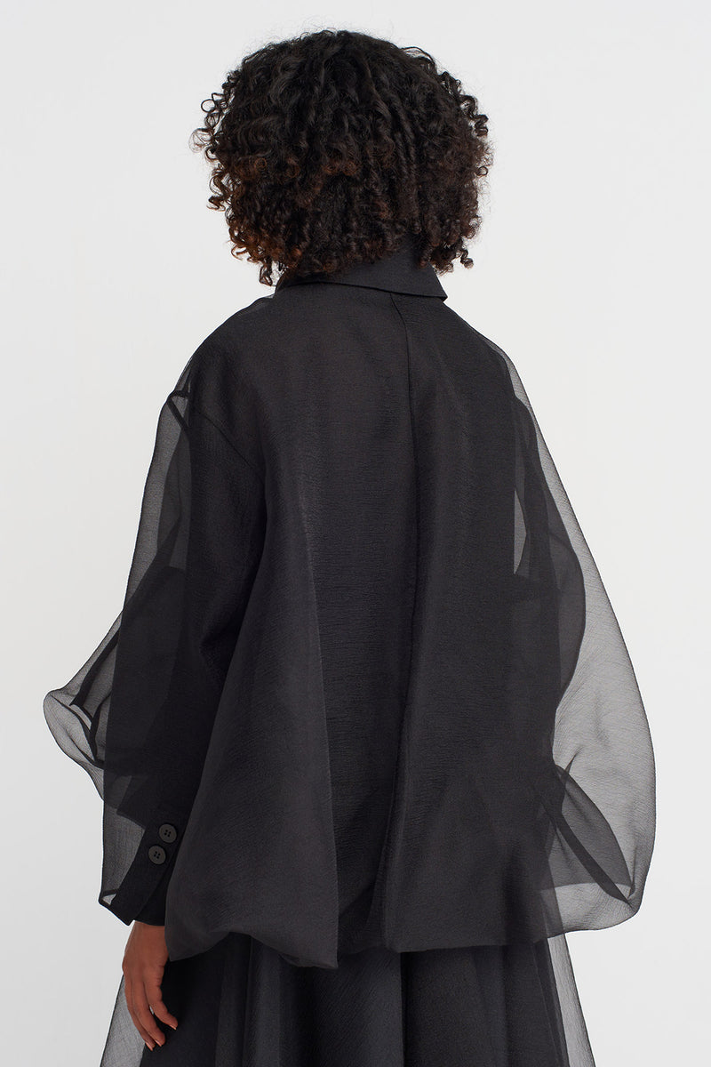 Nu Organza Puffy Jacket Black