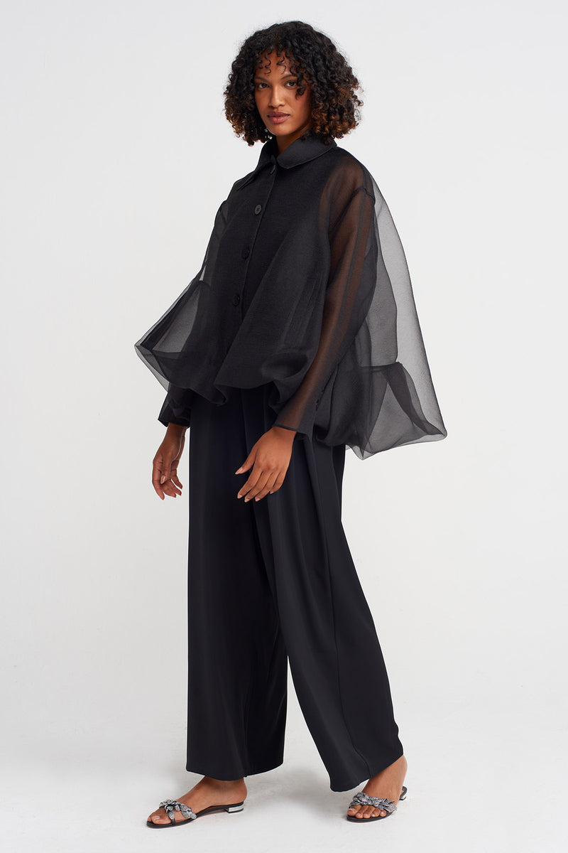 Nu Organza Puffy Jacket Black