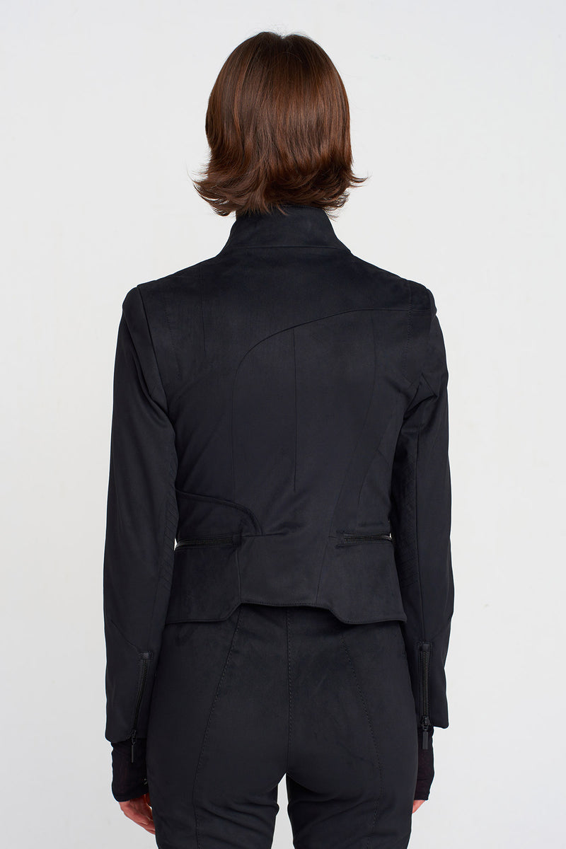 Nu Zipper Detailed Suede Jacket Black