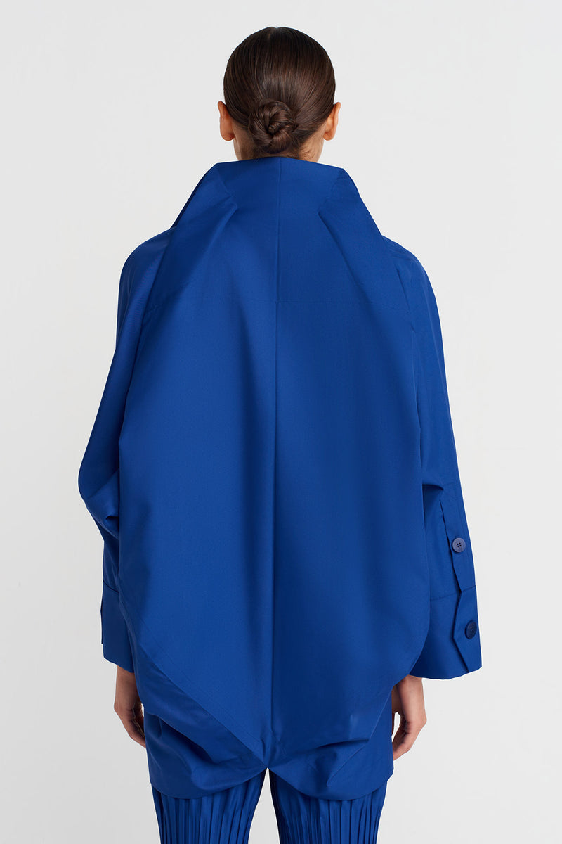 Nu Long Jacket With Regional Pleat Detailing Deep Sea
