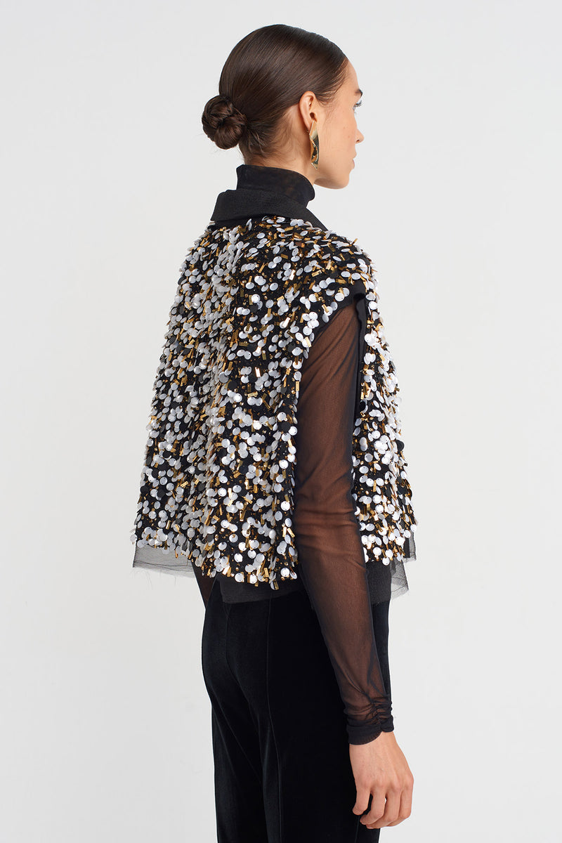 Nu Sequin-Embroidered Vest Black