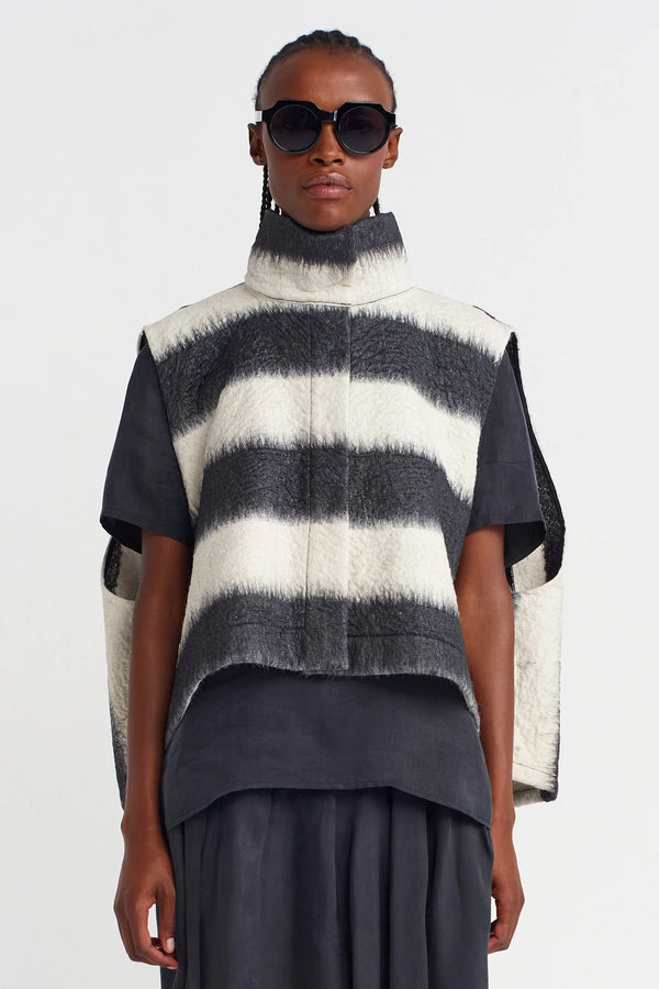 Nu Oversized Bold Stripe Vest Black Combo