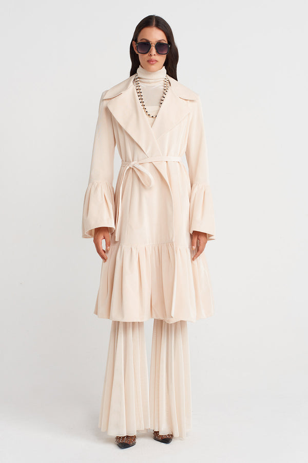 Nu Long Belted Jacket Natural