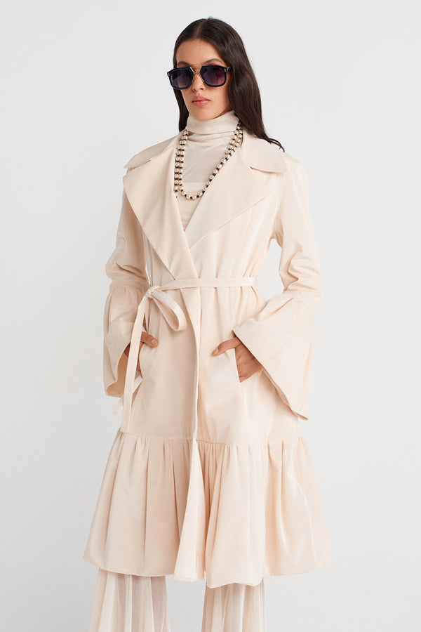 Nu Long Belted Jacket Natural