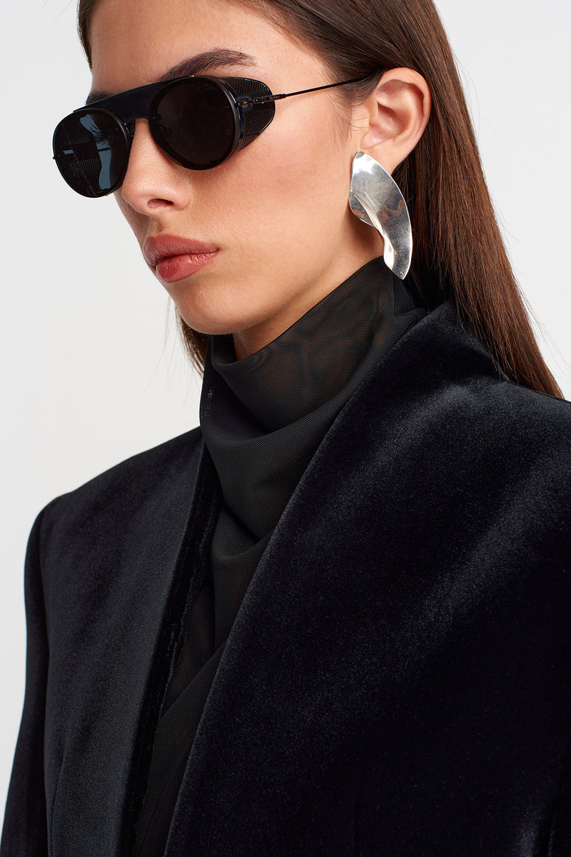 Nu Cropped Velvet Jacket Black