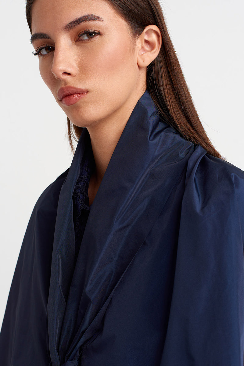 Nu Haori-Inspired Tie Jacket Marine Blue