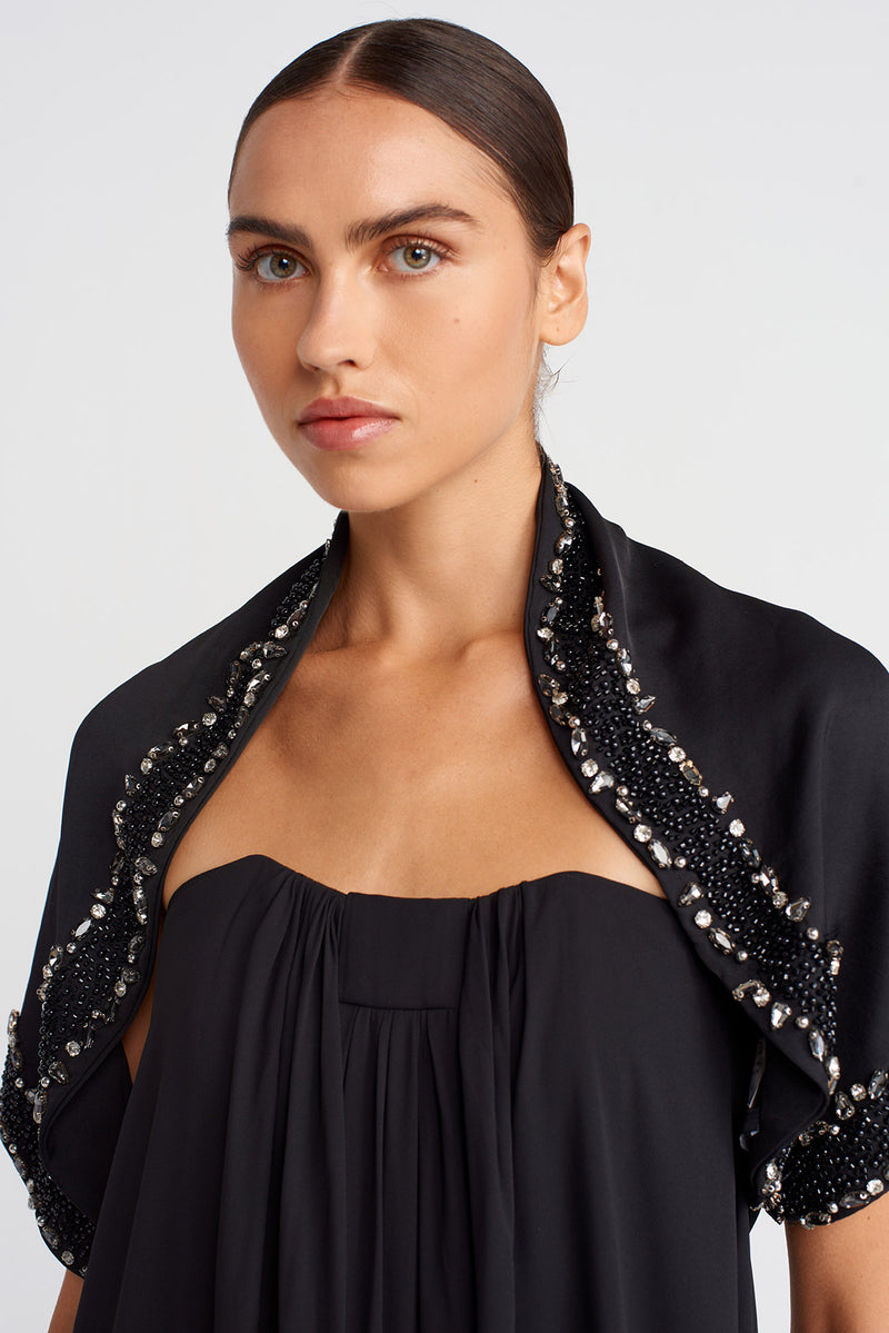 Nu Hand-Embroidered Shawl Black