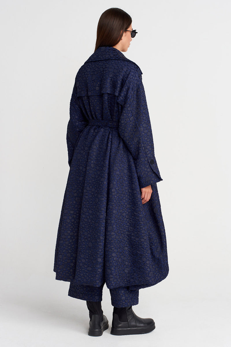 Nu Jacquard Belted Oversize Trench Coat Purple