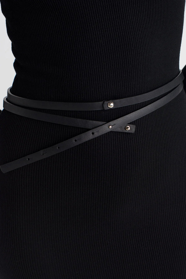 Nu Long Wrapped Thin Belt Black