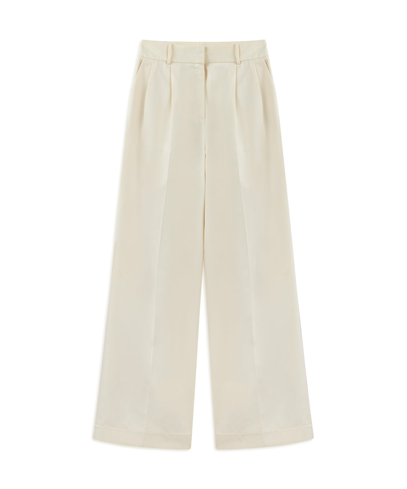 Machka High Waist Wide Leg Fit Trousers Ecru
