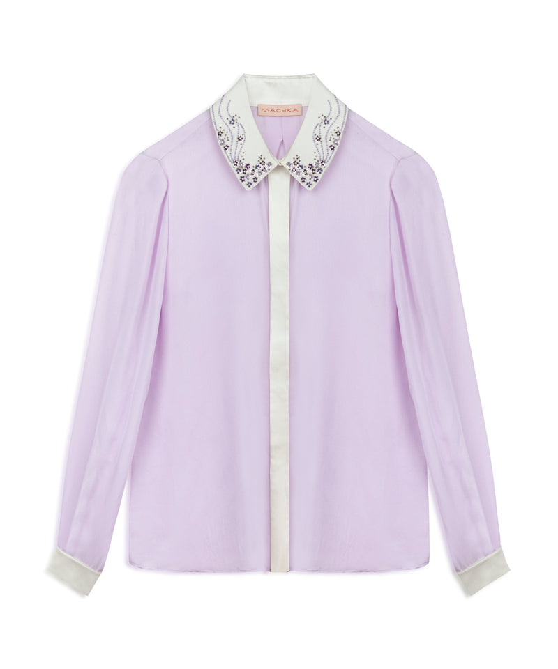 Machka Embroidered Colorblock Shirt Lilac