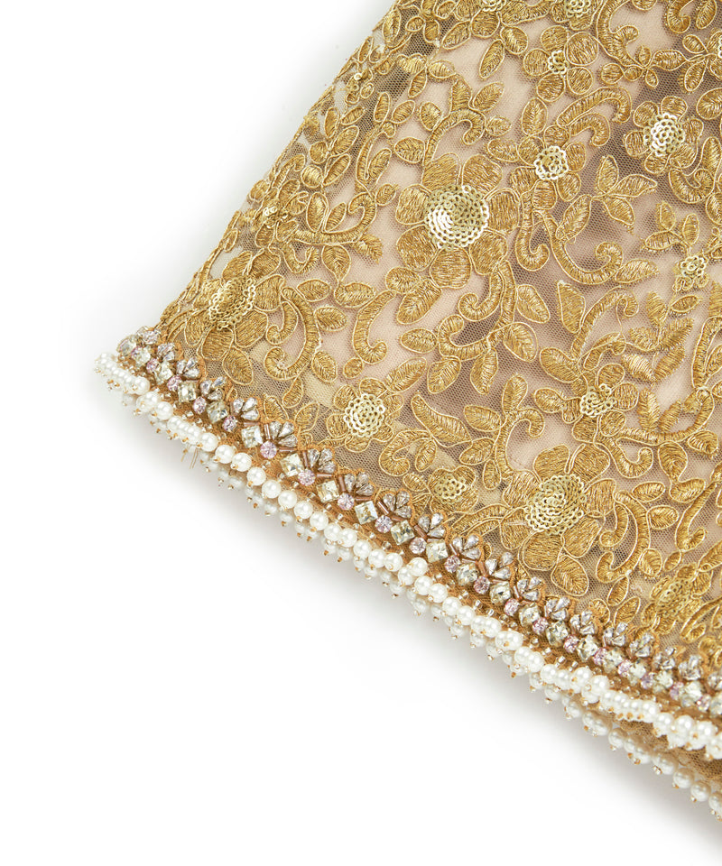 Machka Embroidered Pattern Mini Dress Gold