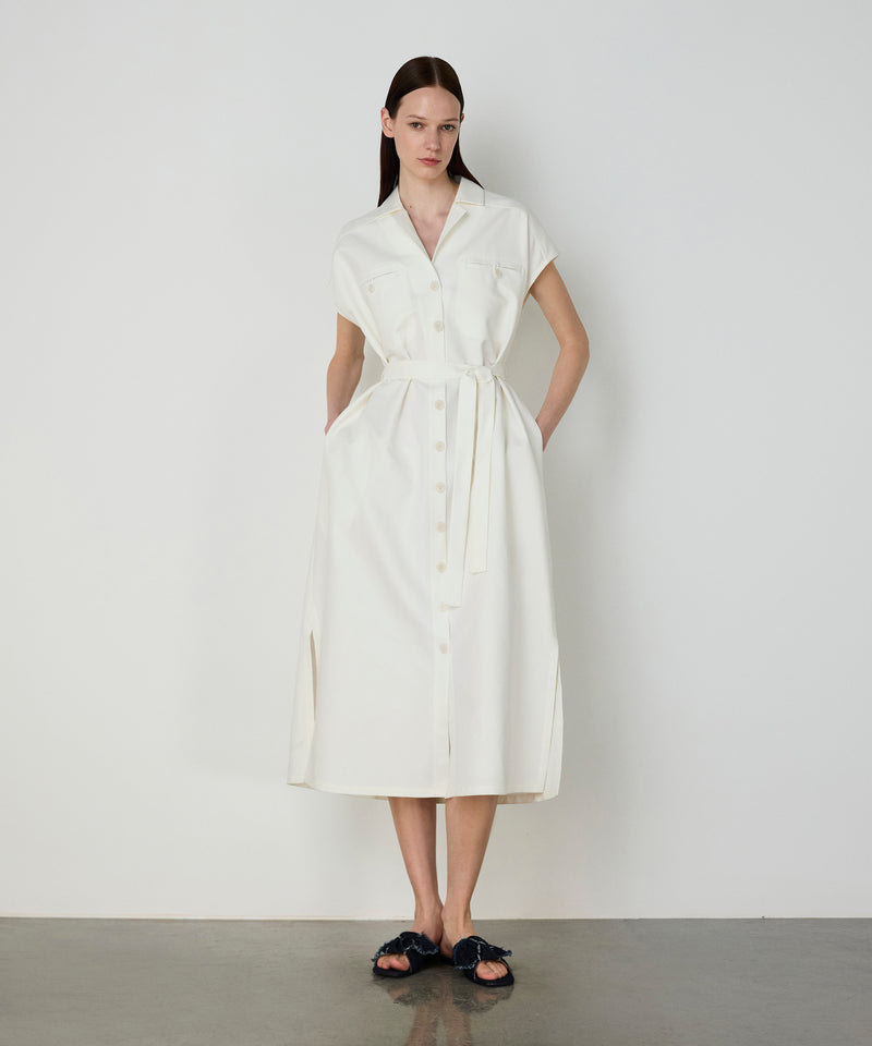 Machka Gabardine Shirt Dress White