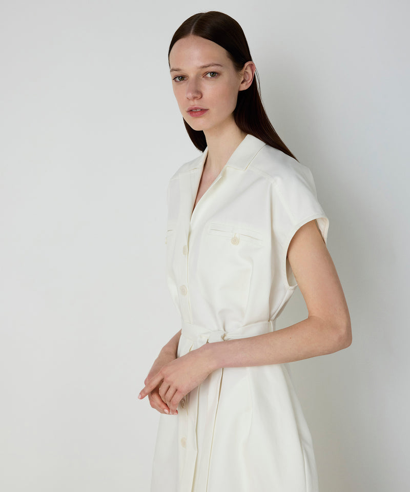 Machka Gabardine Shirt Dress White