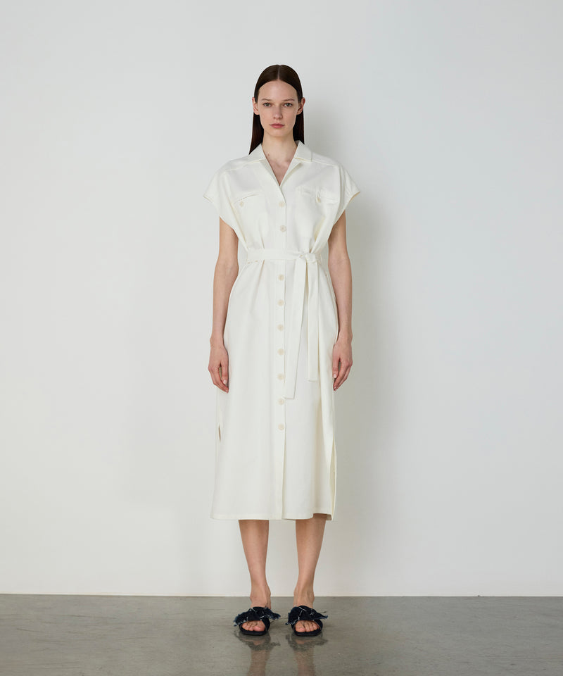 Machka Gabardine Shirt Dress White