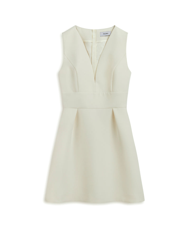 Machka Deep V-Neck Dress Ecru