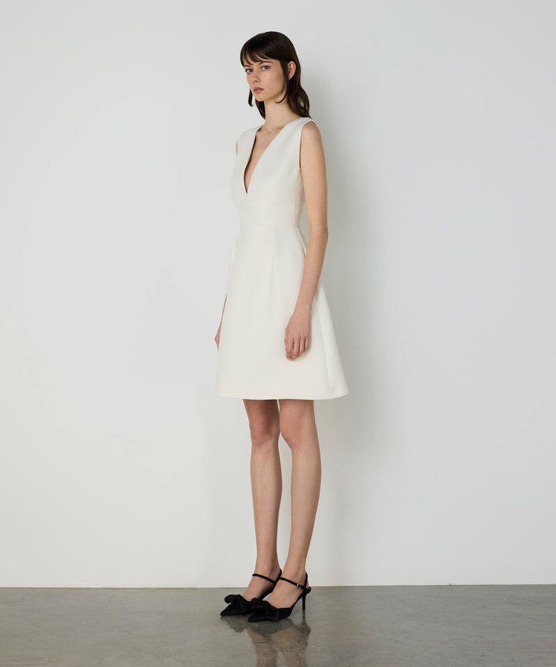 Machka Deep V-Neck Dress Ecru