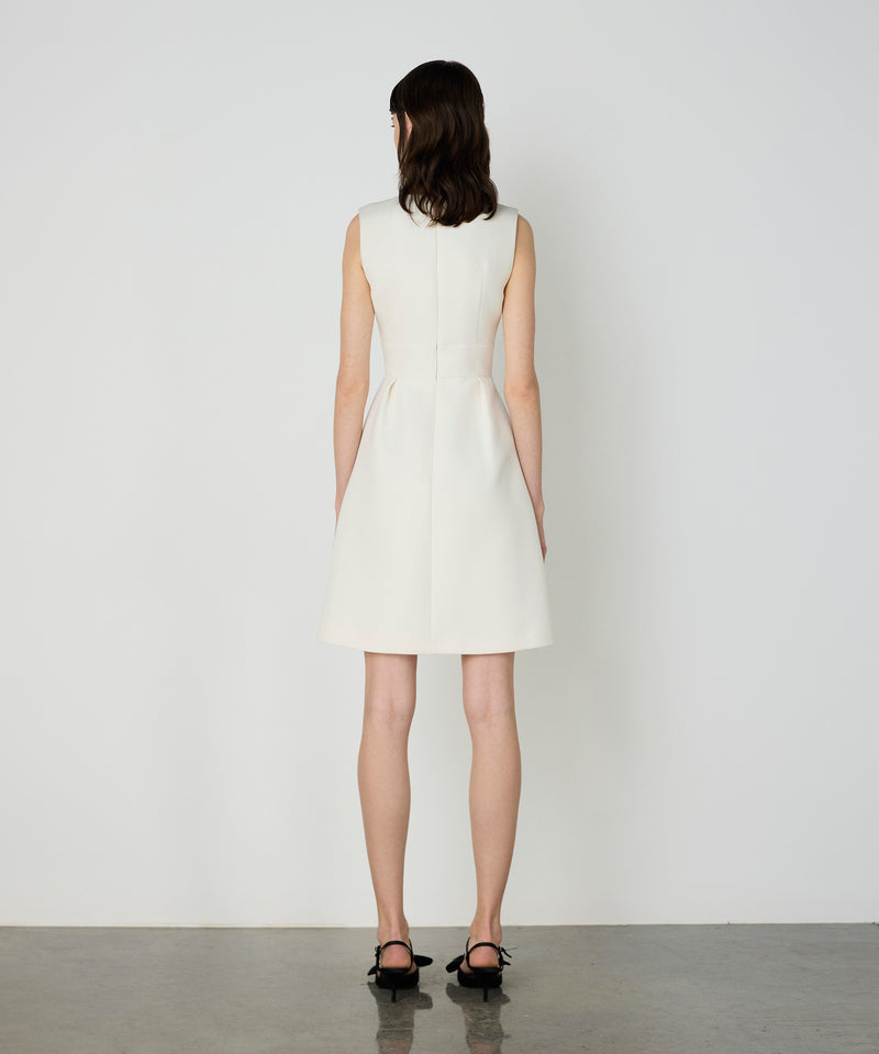 Machka Deep V-Neck Dress Ecru