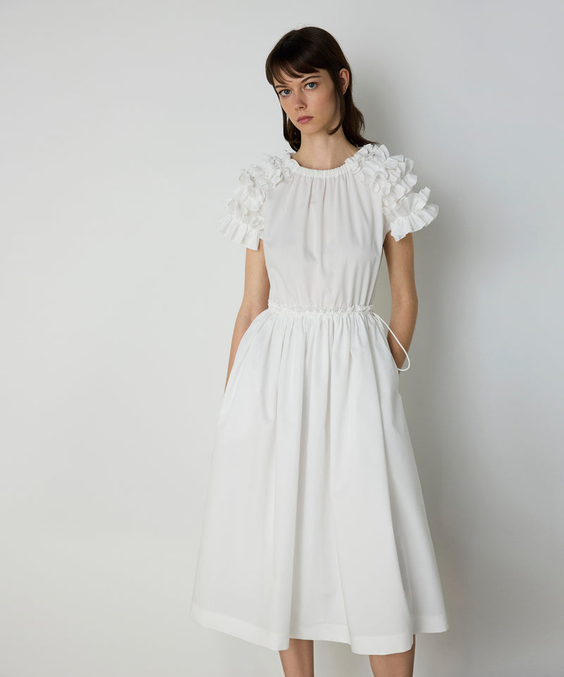 Machka Poplin Dress With Frills White