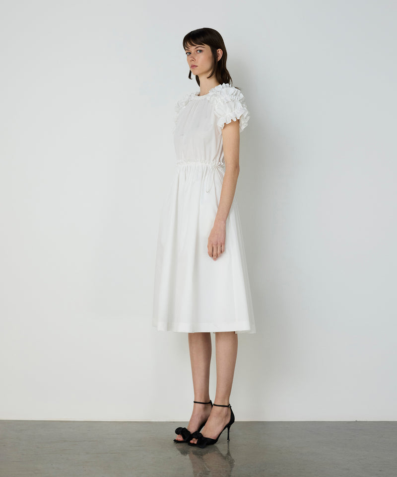 Machka Poplin Dress With Frills White