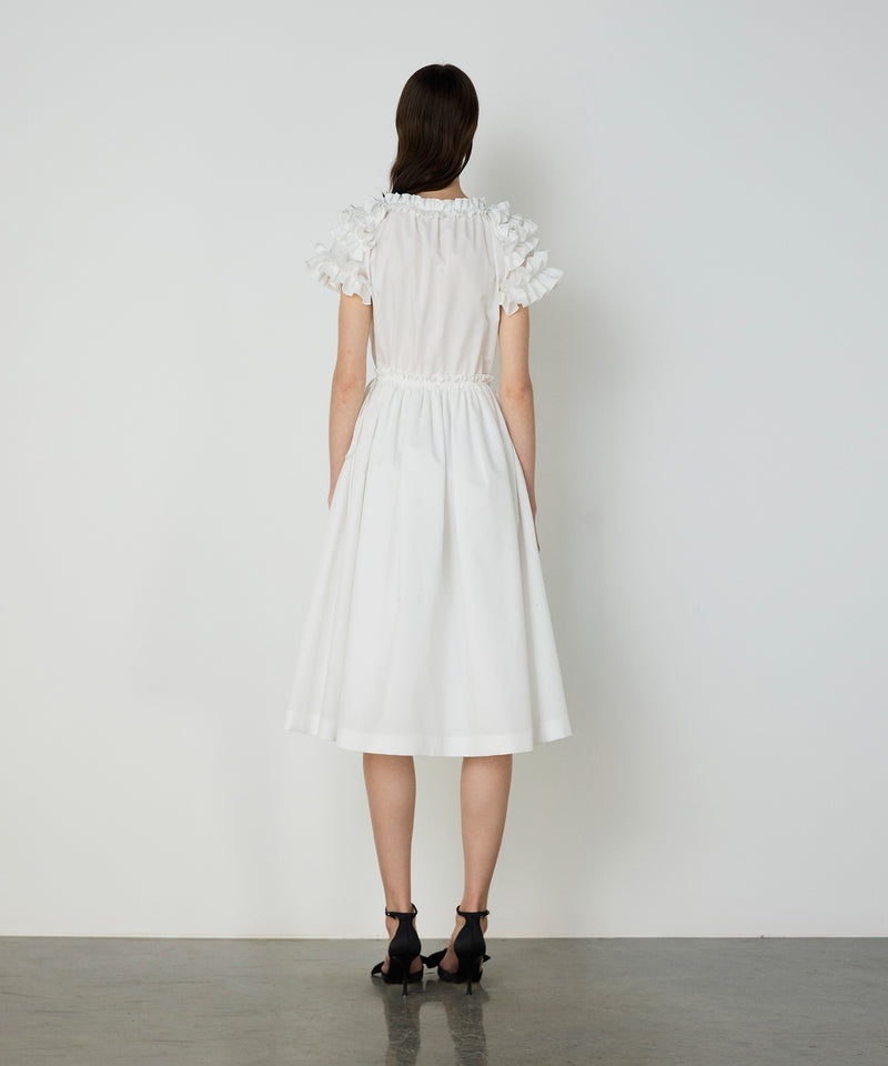 Machka Poplin Dress With Frills White