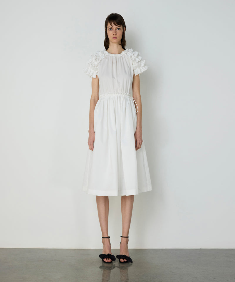 Machka Poplin Dress With Frills White