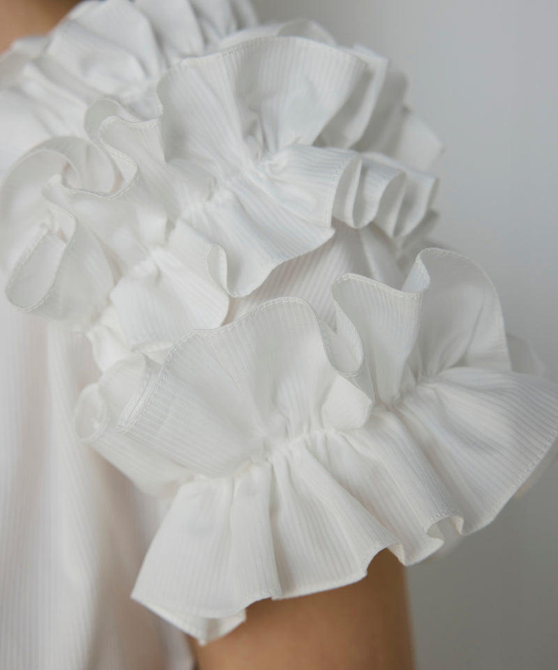 Machka Poplin Dress With Frills White
