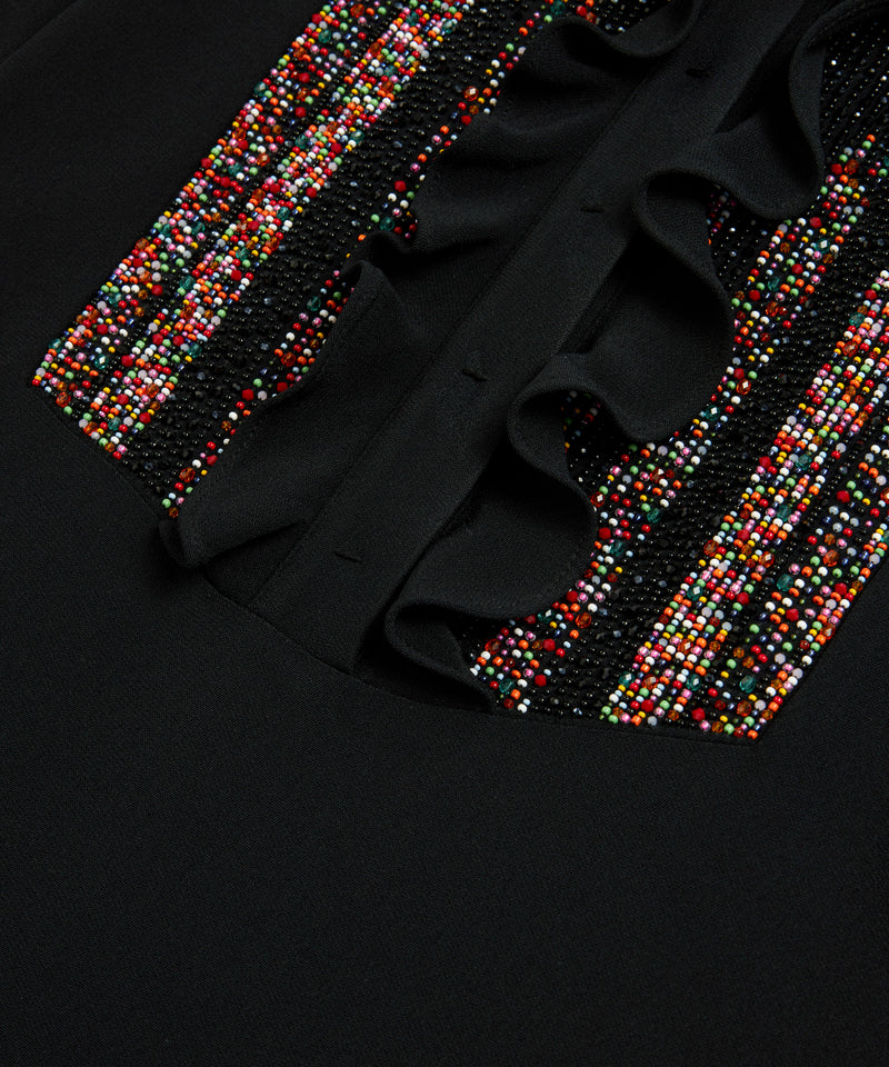 Machka Embroidered And Ruffled Dress Black