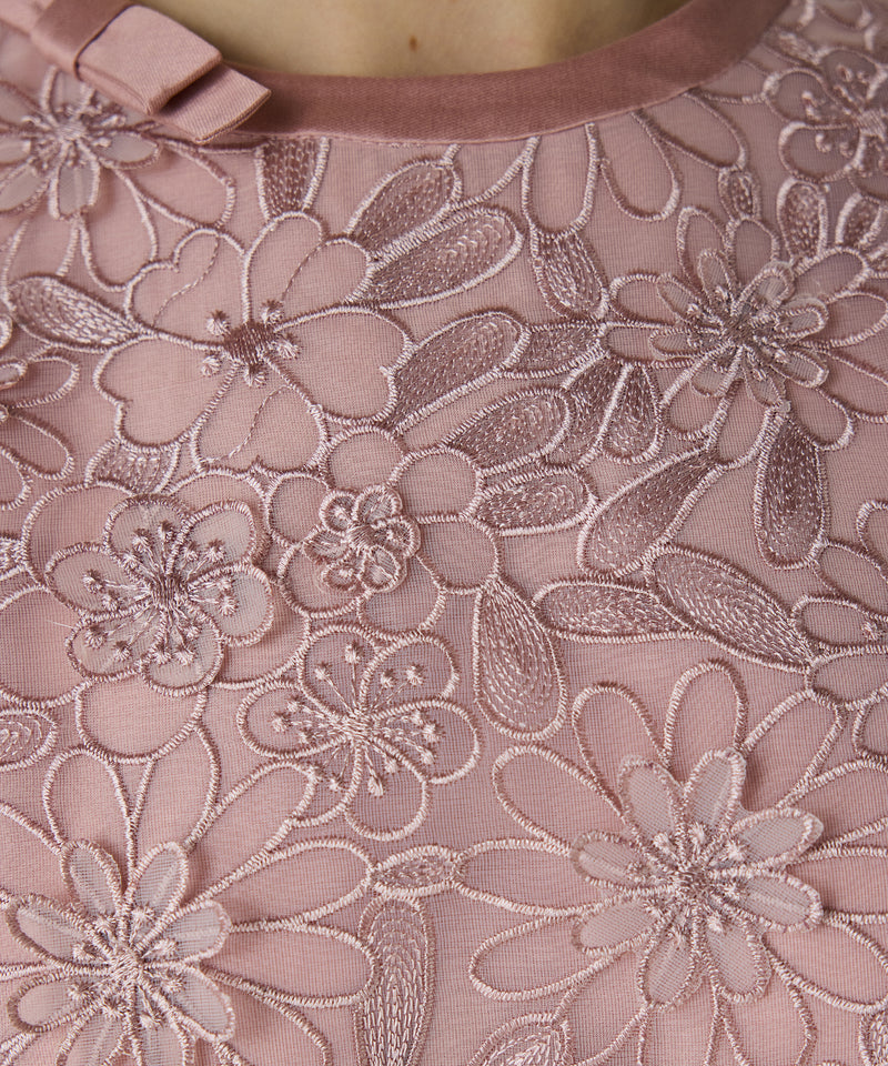 Machka 3D Flower Embroidery Dress Powder