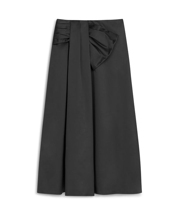 Machka Pleate Skirt With Bow Detail Black